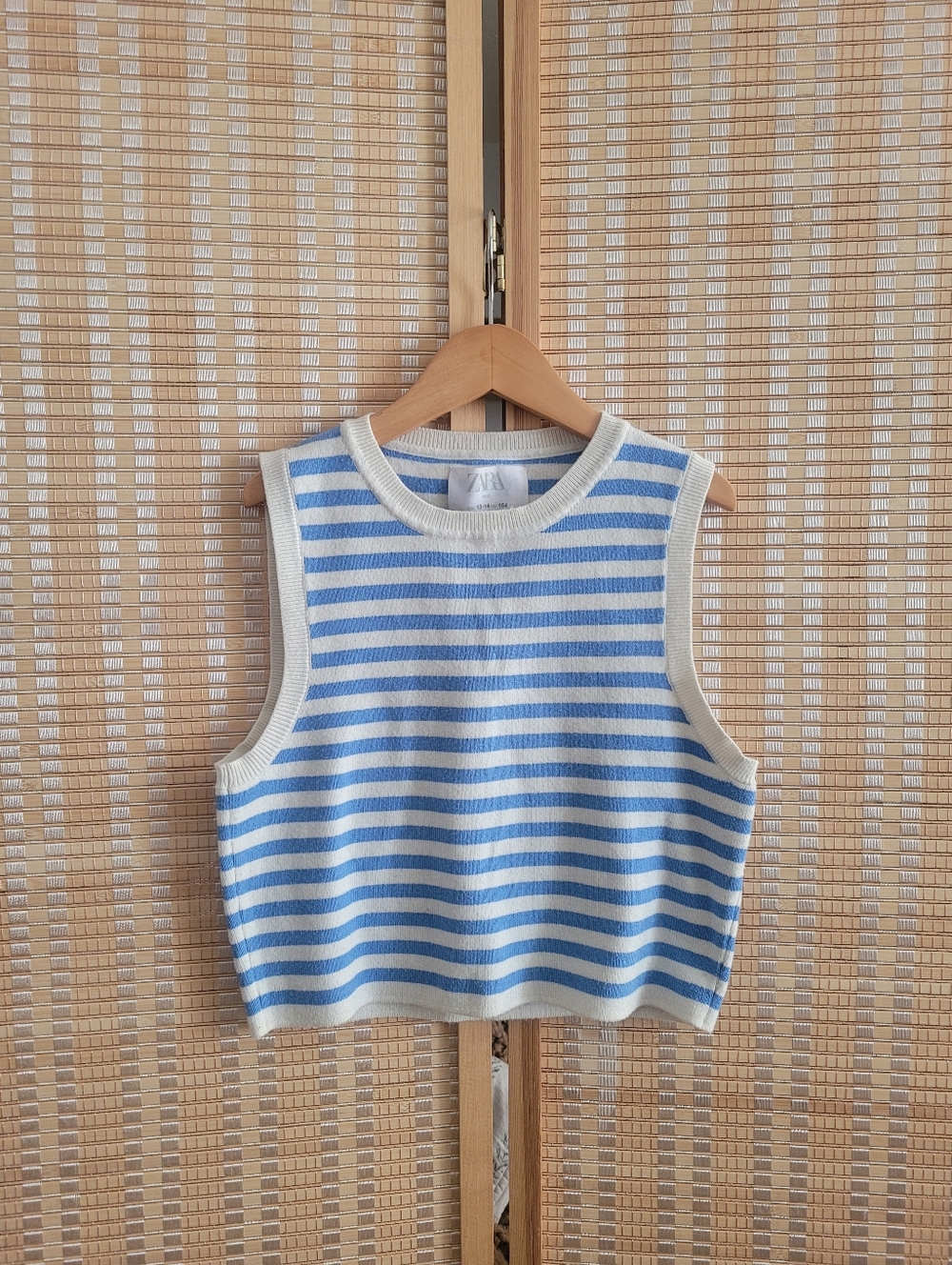 ZARA Striped Blue & White Knit Tank Top